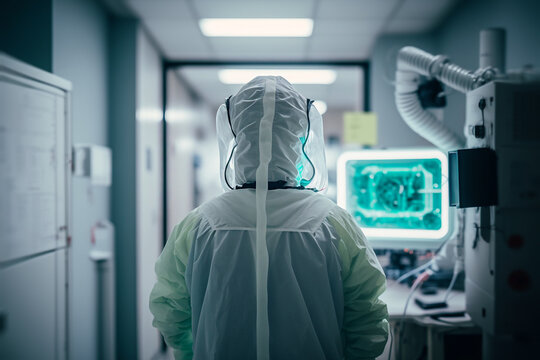 Doctor In A Protective Suit And Face Mask In The Virus Ward Of The Hospital Coronavirus Pandemic Generative AI