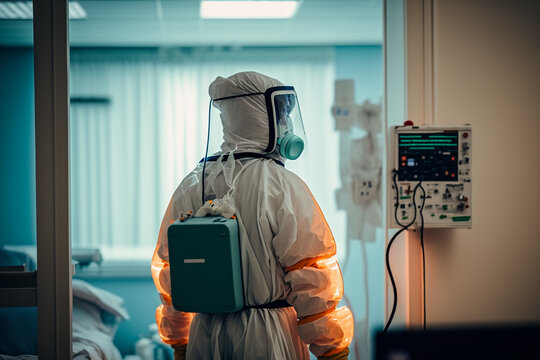 Doctor In A Protective Suit And Face Mask In The Virus Ward Of The Hospital Coronavirus Pandemic Generative AI