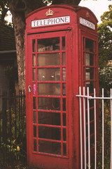 Red telephone booth in England