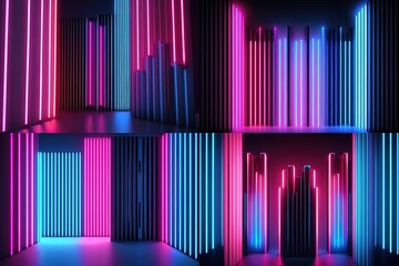 Obraz premium abstract futuristic background with pink blue glowing neon moving high speed wave lines and bokeh lights. Data transfer concept Fantastic wallpaper