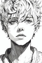 Fototapeta premium portrait of a young man, black and white version Generative ai