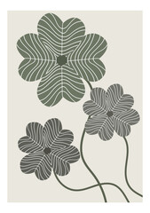 Vintage abstract style foliage artprint template. Collection of hand drawn leaves, leaf branch, line art. Botanical poster set for wall decoration, interior, wallpaper, banner,artprint,poster.