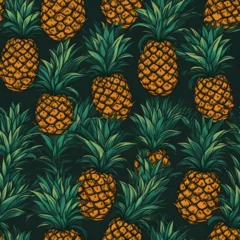 Fotobehang Comic style pineapple pattern repeating seamless  © Dhruv