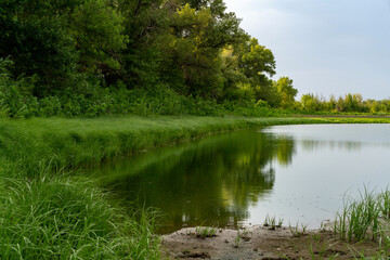 The Great Russian Volga River and its banks.