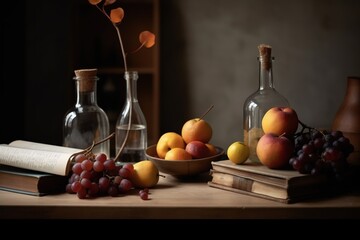 Books and fresh fruits