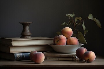 Books and fresh fruits
