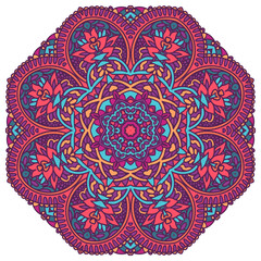 Vector seamless pattern Aztec Colorful ethnic tribal geometric psychedelic folkloric style print. Mandala art.
