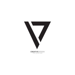 Triangle letter V 7 modern art number monogram unique logo