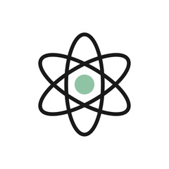 Atom vector line icon, molecular symbol on white background.