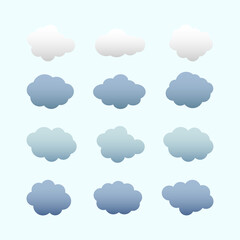 Set of vector clouds on a light background.