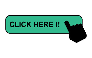 Click here web button, internet flat pointer design, press link vector illustration