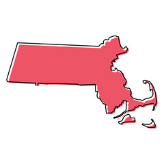 Massachusetts map shape, united states of america. Flat concept icon symbol vector illustration - obrazy, fototapety, plakaty