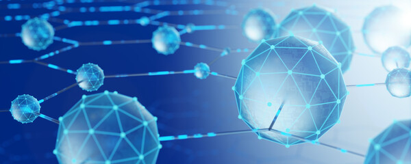 Big data. Blockchain technology. Network structure background. Artificial intelligence. Machine learning. Data background. Free space for your design. 3D rendering.