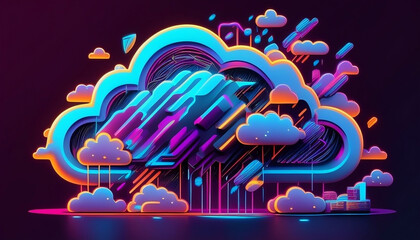 Cloud Computing Technology Vector Illustration. Modern cloud technologies, Banner, Ad, E-Learning, Website.