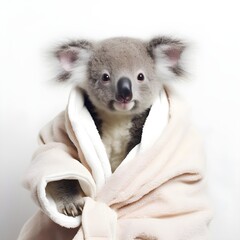 "Koala Comfort: Wrapped in a Cozy Bathrobe" | Nursery Room | Generative AI Artwork