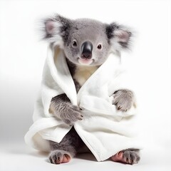 "Koala Comfort: Wrapped in a Cozy Bathrobe" | Nursery Room | Generative AI Artwork