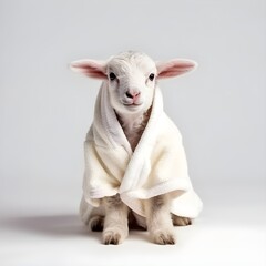 "Lamb in Luxury: Baby Sheep in a Fluffy Bathrobe" | Nursery Room | Generative AI Artwork