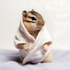 "Chipmunk Comfort: Wrapped in a Cozy Robe" | Nursery Room | Generative AI Artwork