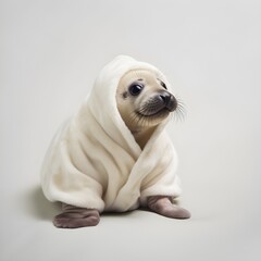 "Seal in a Cozy Bathrobe" | Nursery Room | Generative AI Artwork 