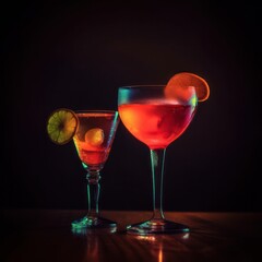 Fruit cocktail non-alcoholic drink. High detail close up detail of natural fitness drink with fruits and ice