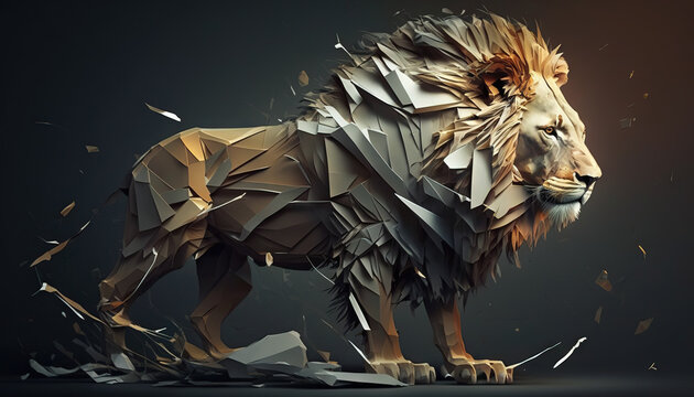 Lion animal abstract wallpaper. Contrast background panthera in vivid colors generative ai