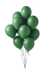 Many green balloons isolated on white background. Generative AI