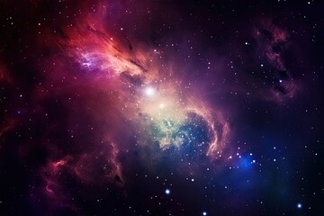 Fototapeta premium A galaxy filled with colorful stars and nebulae, surrounded by a dark and mysterious outer space. background Generative AI