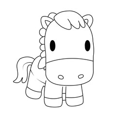 Cartoon horse coloring page. Cartoon horse drawing illustration.
