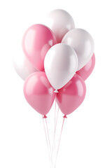 Many pink balloons isolated on white background. Generative AI