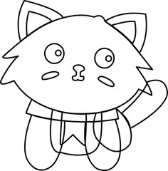Fototapeta premium Cartoon cat coloring page. Cartoon cat drawing vector illustration.