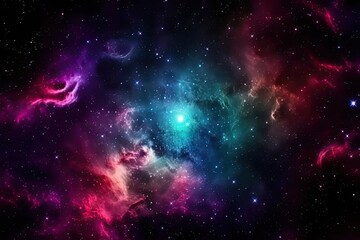 A galaxy filled with colorful stars and nebulae, surrounded by a dark and mysterious outer space. background Generative AI