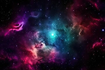 Fototapeta premium A galaxy filled with colorful stars and nebulae, surrounded by a dark and mysterious outer space. background Generative AI