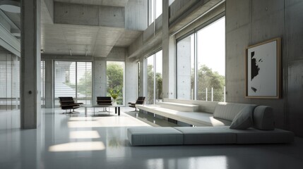 concrete interior, wallpaper, office, modern,