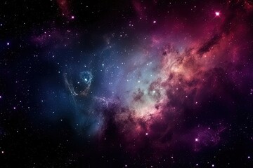 Naklejka premium A galaxy filled with colorful stars and nebulae, surrounded by a dark and mysterious outer space. background Generative AI