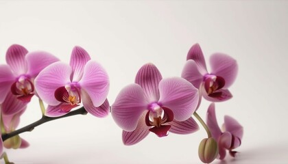 Fototapeta na wymiar Orchid on white background, mother's day, copy space, Generative IA