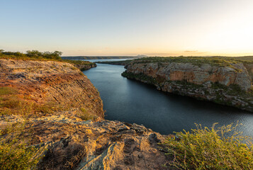 sunset over the river