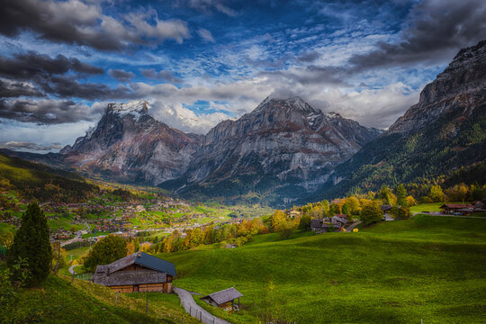 Grindelwald Autumn Landscape Switzerland
