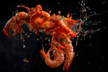 Delicious fresh prawns and chilli cooked food. Generative ai