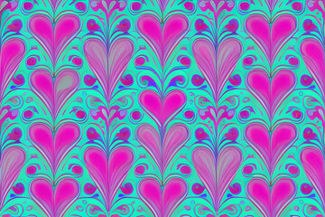 Abstract magenta or purple natural flower, floral, and leaves seamless pattern background. Flower and leaf clip illustration watercolor texture wallpaper. Generative AI.