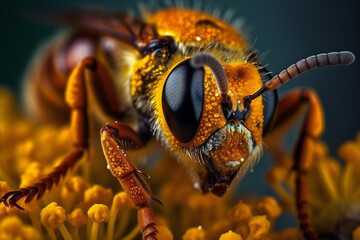 Bee on flower, macro