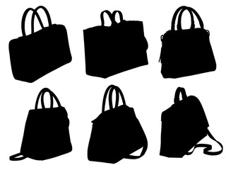 set of flat icons of women's handbag shapes