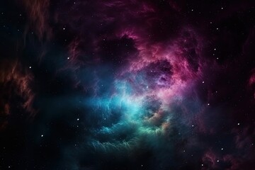 Obraz premium A galaxy filled with colorful stars and nebulae, surrounded by a dark and mysterious outer space. background Generative AI