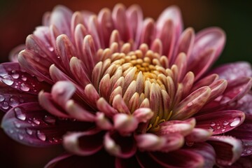 A macro photo of a pink, white, and yellow chrysanthemum flower, close-up, Generative AI