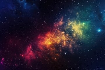 Fototapeta premium A galaxy filled with colorful stars and nebulae, surrounded by a dark and mysterious outer space. background Generative AI