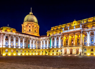 Royal Palace of Buda at night, Budapest, Hungary