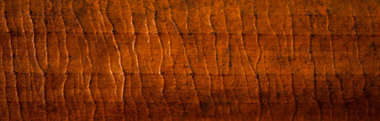 Long strip of old brown textured parchment with ridges, background, banner,
