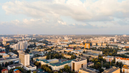 Fototapeta na wymiar Oryol, Russia. History Center. View of the city from the air. Summer, Aerial View