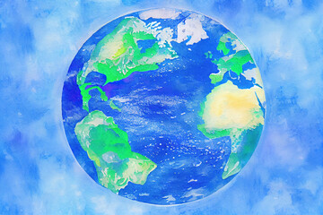 Obraz na płótnie Canvas Earth Day. Globe on blue background. Generative Ai