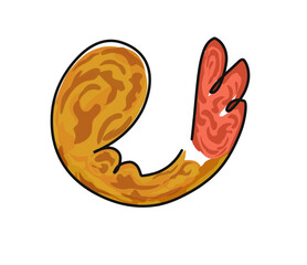 Continuous single line drawing of Tempura Fried Shrimp known as Japanese Food Ebifurai on white background