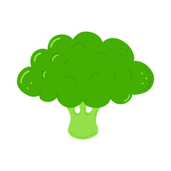 Cute funny broccoli icon. Vector hand drawn cartoon kawaii character illustration icon. Isolated on white background. Broccoli concept